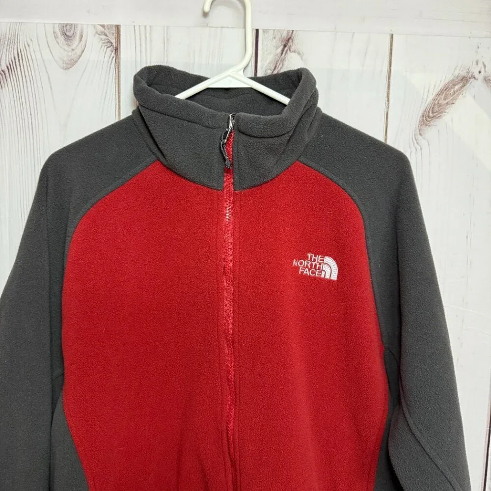 The North Face Full-Zip‎ Fleece Jacket Men’s XL Red/Gray Soft Warm EUC